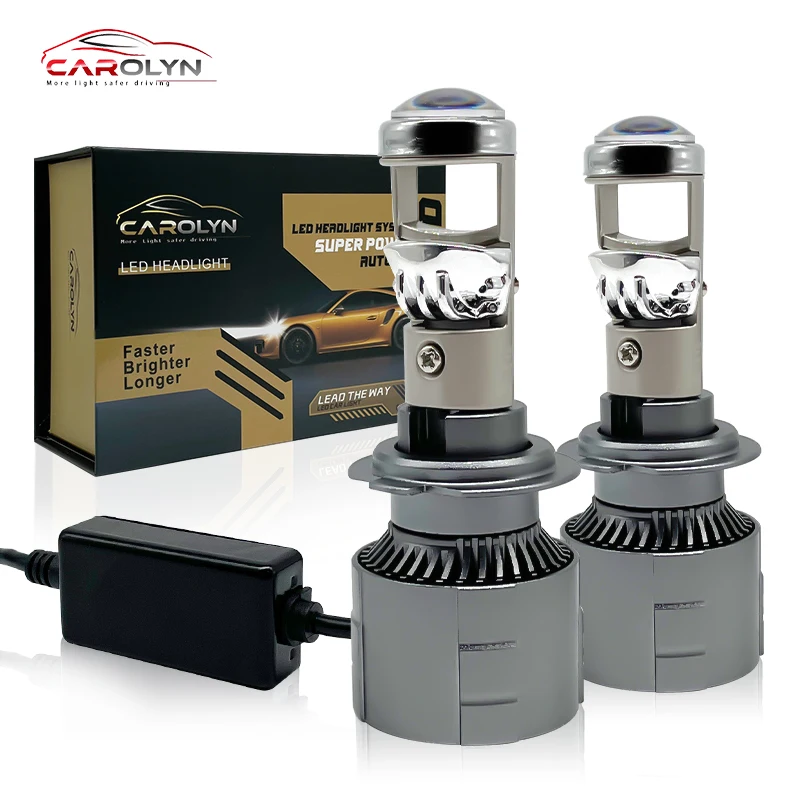 Auto motorcycle Mini Lightest Bi-Led Real Laser Headlight Projector 100w P7 For Car Led Headlight Projector h4 h7 9006 9005 Lens