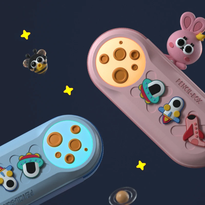 3D Designer Planet Storage Container kawaii Pencil case For School DIY Colorful Kids Pencil Box