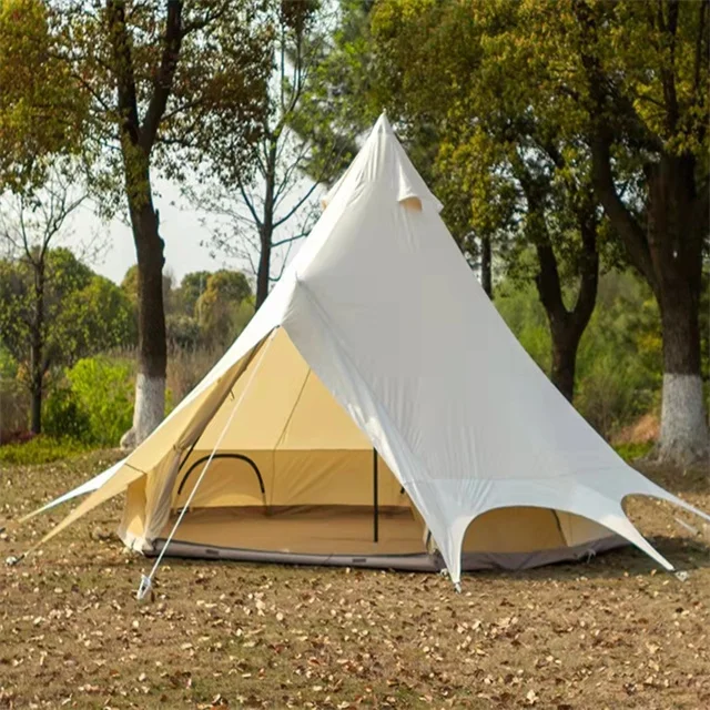 Luxury Two Door Outdoor Glamping Camp Luxury Large Stove Cotton Canvas Yurt Sibley 4 Season Bell Teepee Yurt Tents For Camping