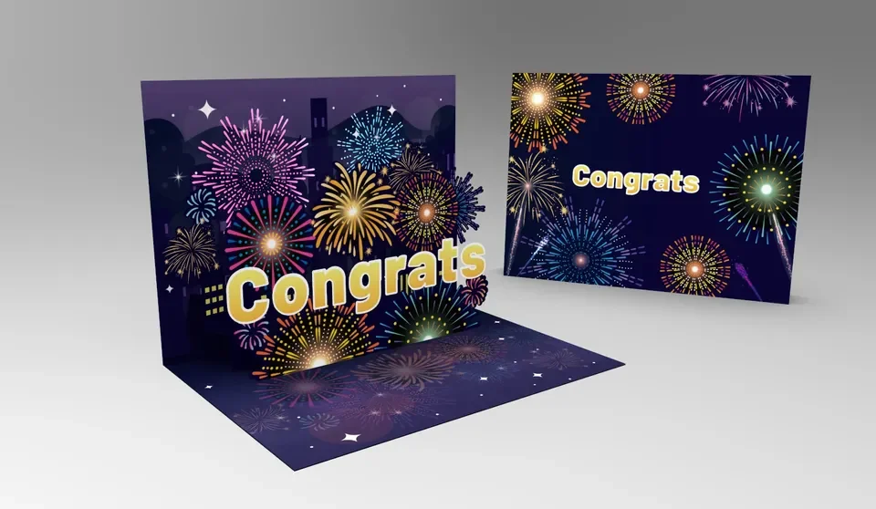 Winpsheng custom 3d 90 degree pop up led musical card greeting card sound module