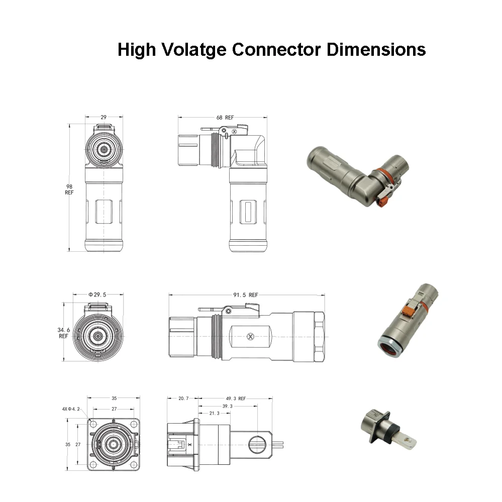 Waterproof Ip67 High Voltage Connector 1 Pin Cable 400a Hvil