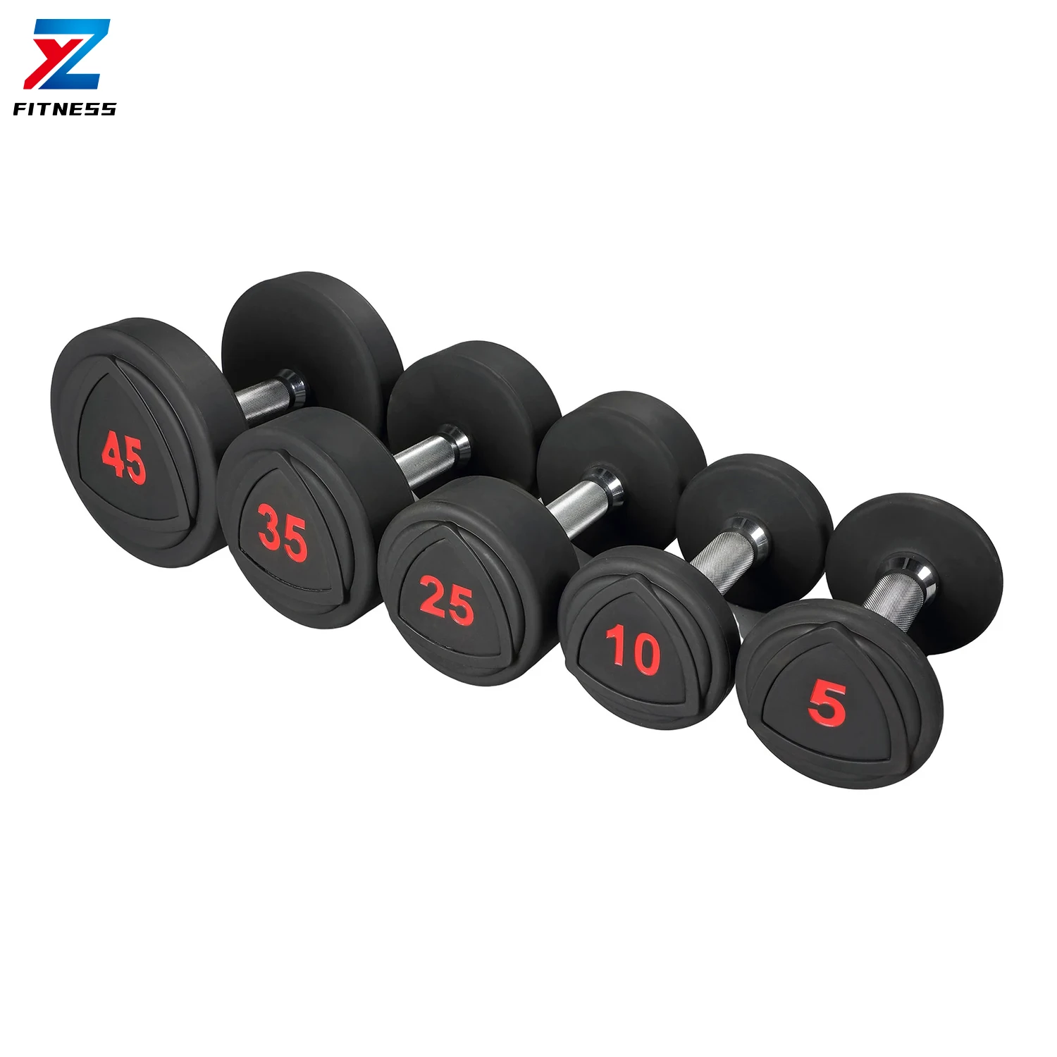 ZY Fitness High Quality Durable Fixed Round Head PU Coated Dumbbell