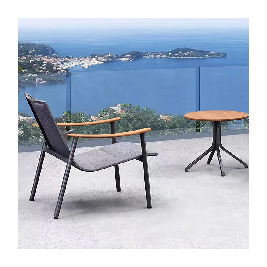 Luxury Minimal Style Outdoor Dining Table Set Wood Metal Mini Bar for Leisure Indoor Outdoor Use