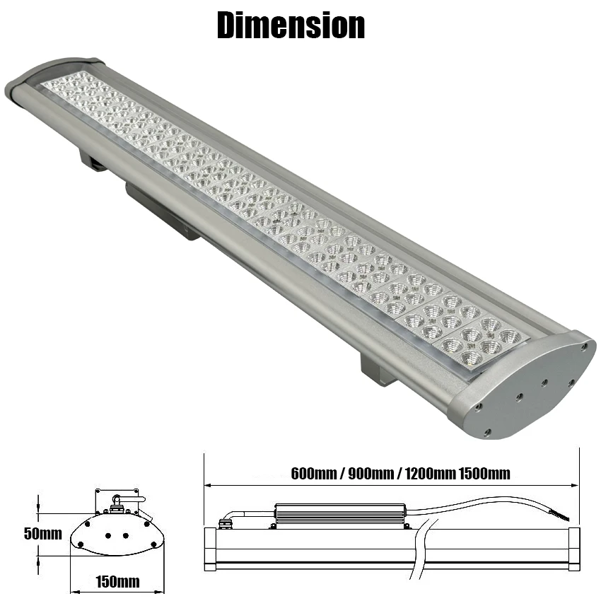 Smart 50W-200W LED Linear High Bay Light Indoor Microwave Induction Sensor Automatic Dimming IP65 Waterproof