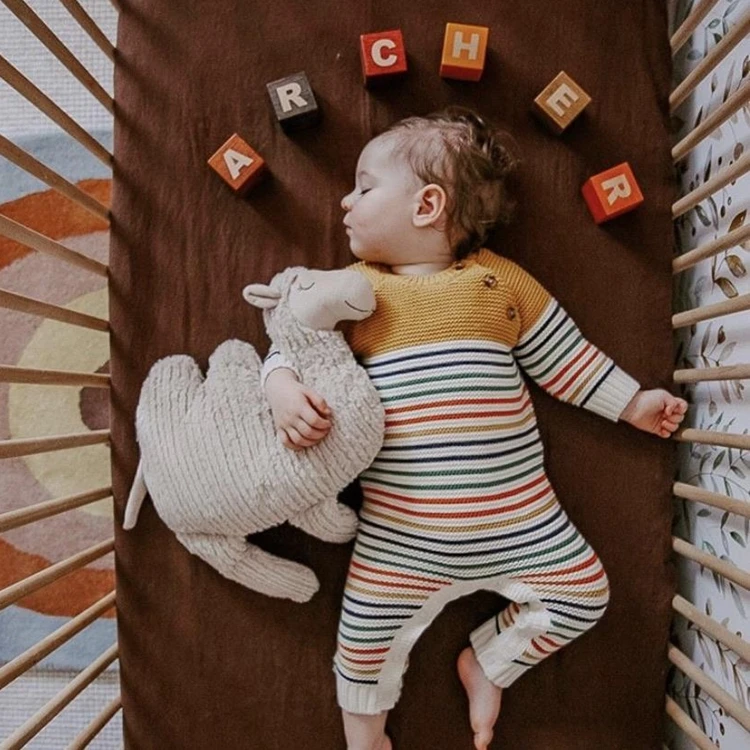 Lovely Stone Washed French Tumeric Solid Color 100% Pure Linen Flax Kids Baby Cot Bedding Set