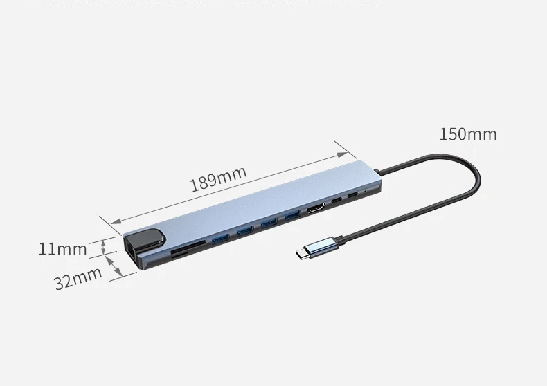 3.0 USB To Type-C Adapter 4K Type-C Hub Splitter 3 USB-C Dock Station RJ45 Card Reader USB C HUB For Macbook Pro