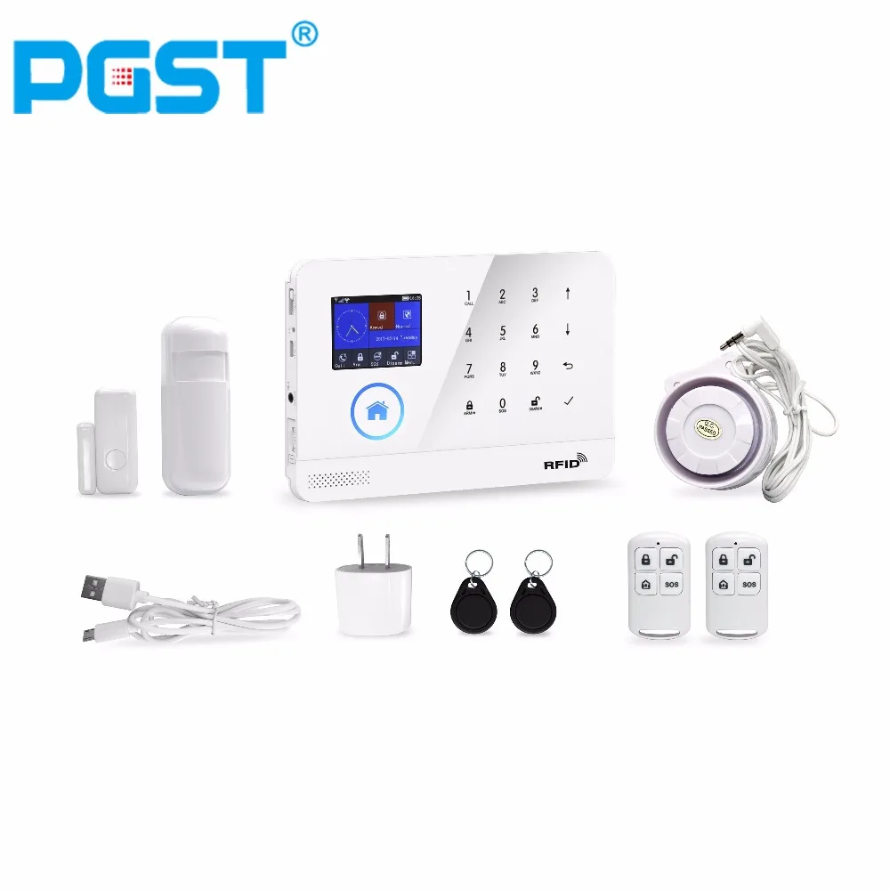 PGST Wireless WIFI GSM IOS Android APP LCD Display Remote Control Home Burglar Security Alarm System