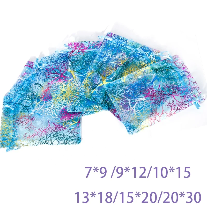 Coral organza bag new eyelash pouch Dried flower spice organza bags  Favors Drawstring  Sweets Pouches