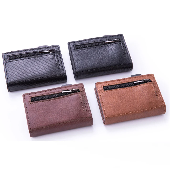 Pu Leather Credit Card Pop Up Wallet RFID Blocking Slim Minimalist Card Holder