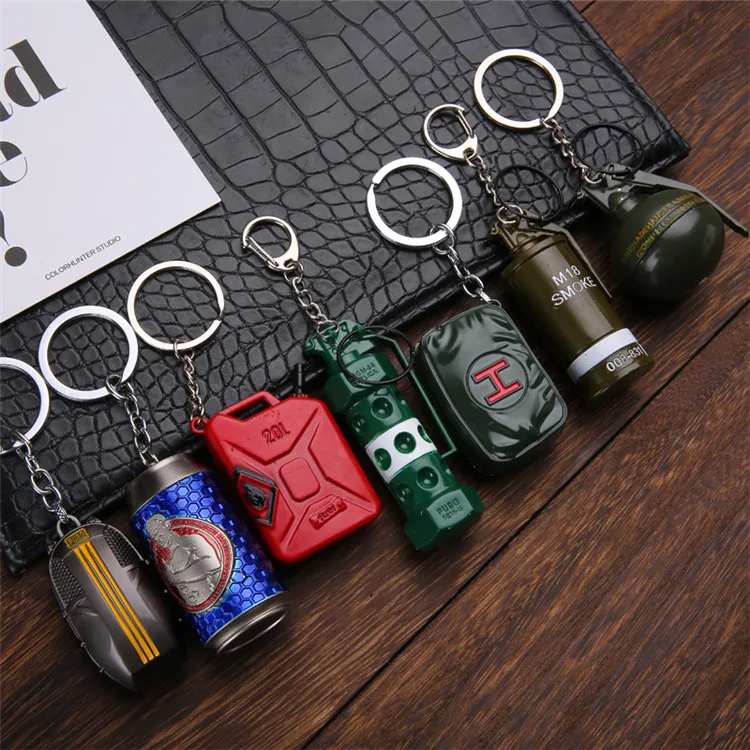 Leye Factory New Product Game Gift Smoke Flash Bomb Gasoline Grenades Charm Metal Keychain