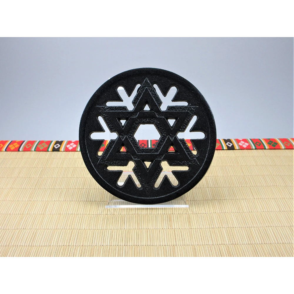 High quality multi use round Japanese cast iron round blue trivet