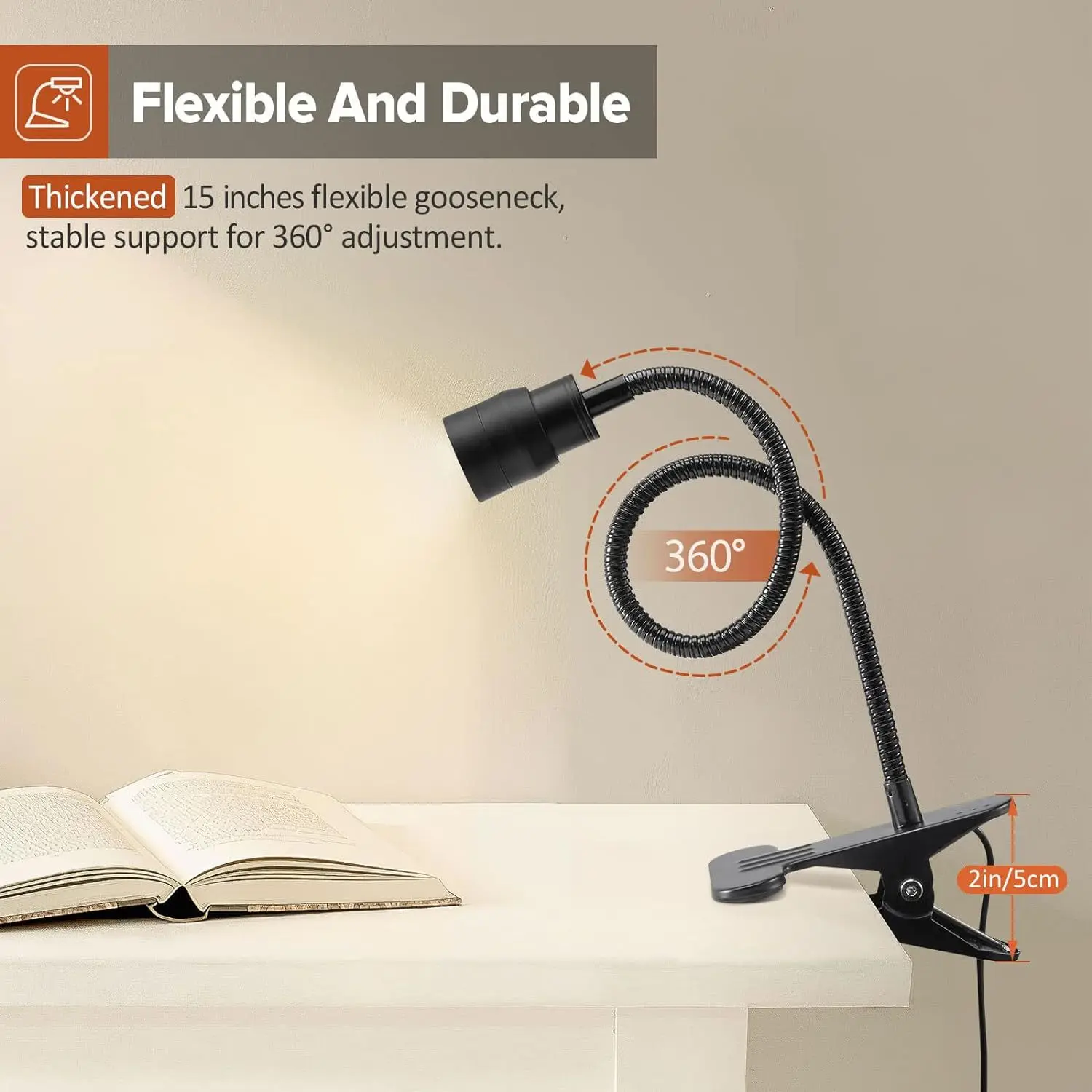 Flexible Gooseneck Small Clamp Light Desk Lamp 10 Dimmable Brightness Eye Care Reading Lamp Clip on Light Reading Light for Bed