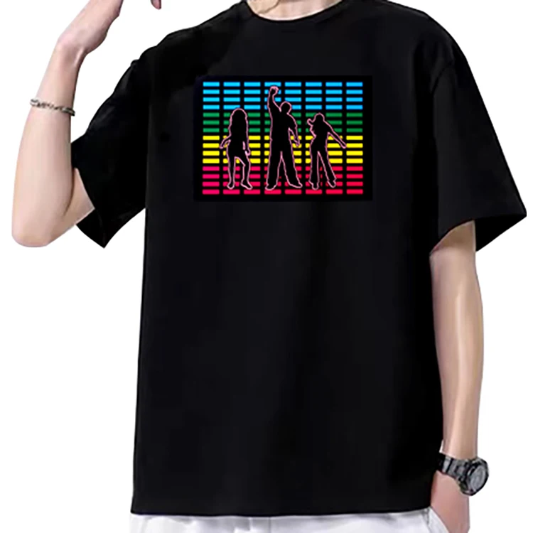 Christmas Light Up Clothing T-shirt LED Flashing Glow in the dark party Short sleeve LED T-shirt