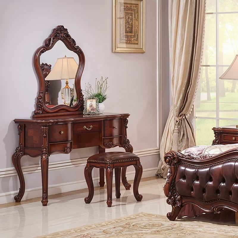 2020 Новое поступление Королевский античный французский простой дизайн деревянный зеркальный роскошный макияж комод