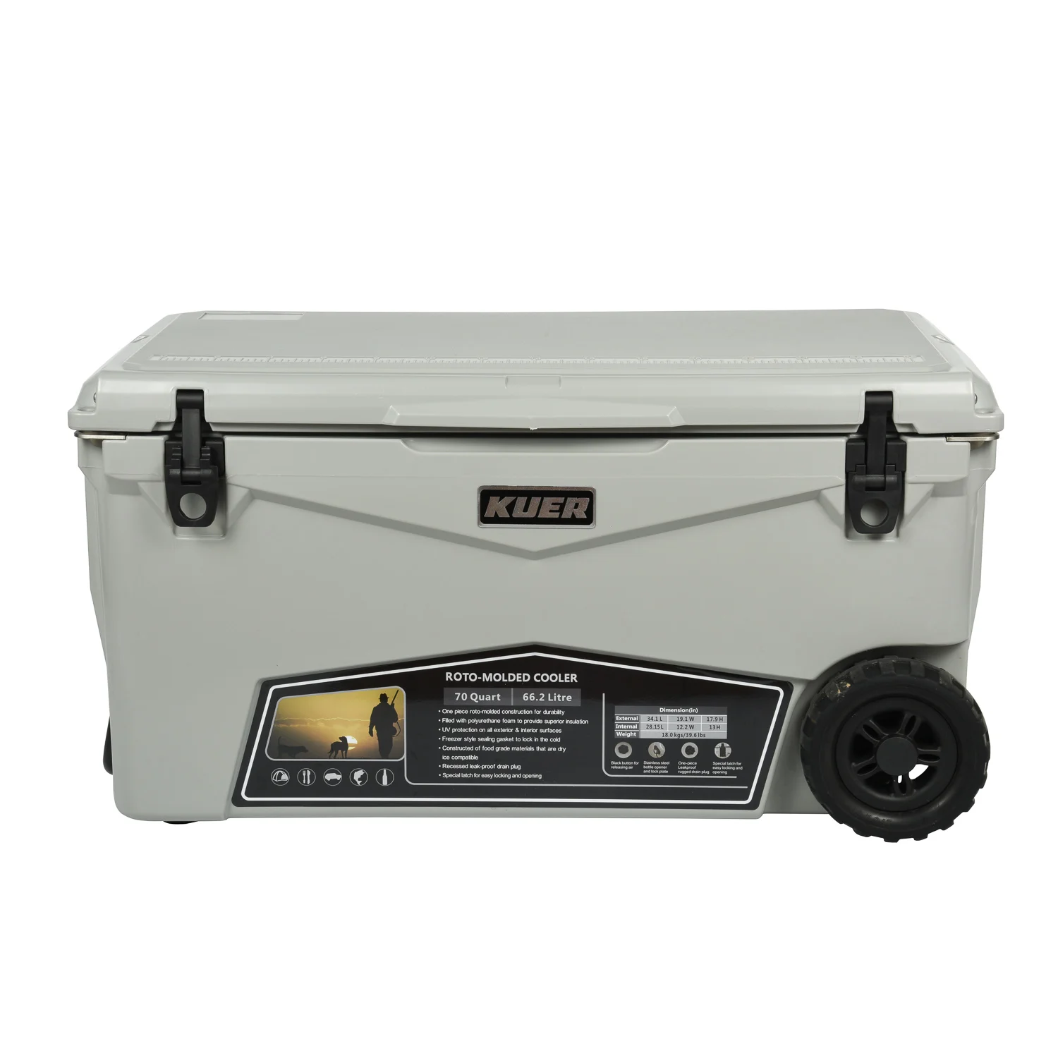 Kuer Outdoor insulated rotomolded fridge cooler ice box with wheels
