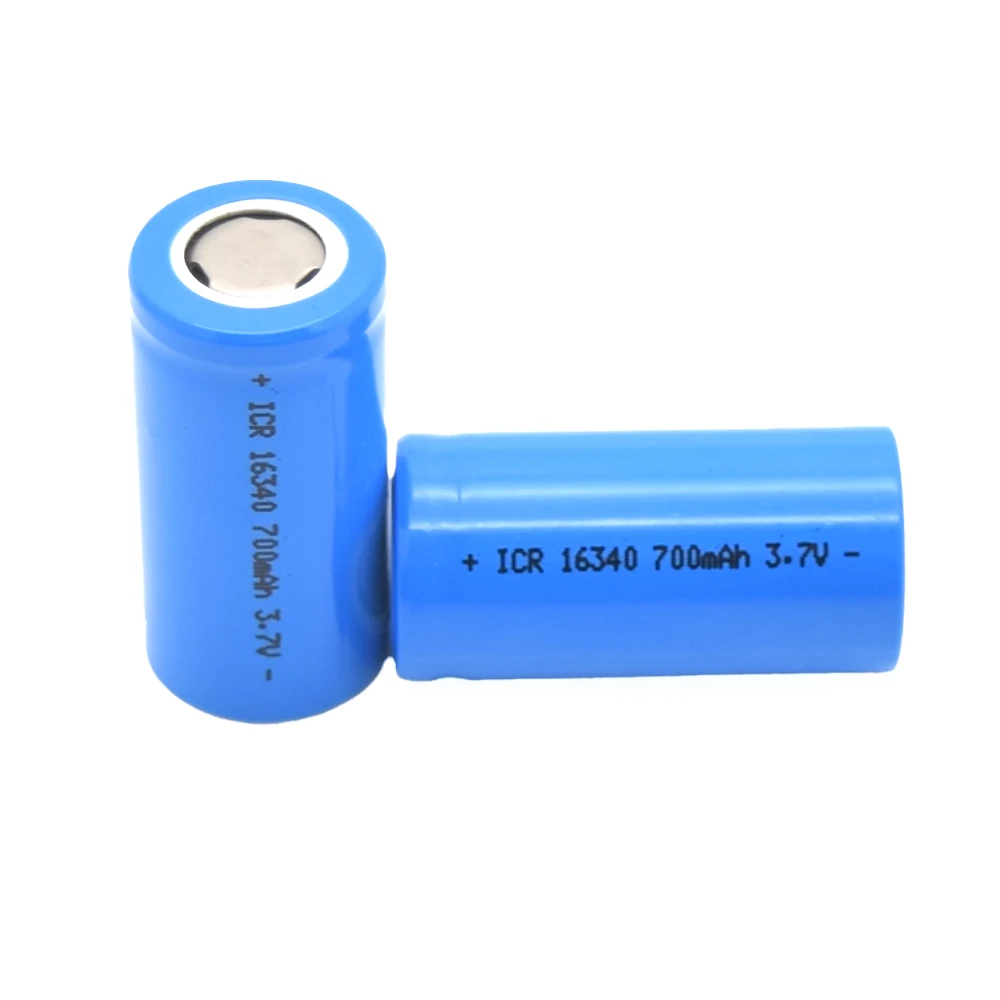 GEB Factory Price ICR 16340 Flat Top Cylindrical Li-ion Lithium Cell Batteries 3.7v 700mah Rechargeable Li Ion Polymer Bateria