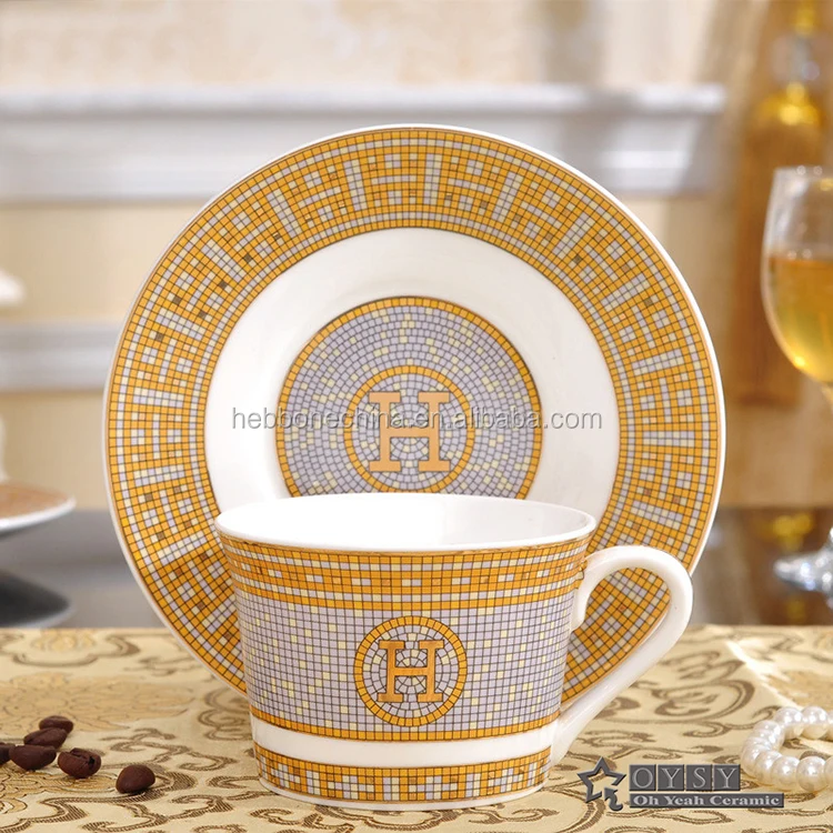 New Bulk new bone china printed ceramic porcelain tea coffee cup and saucer set