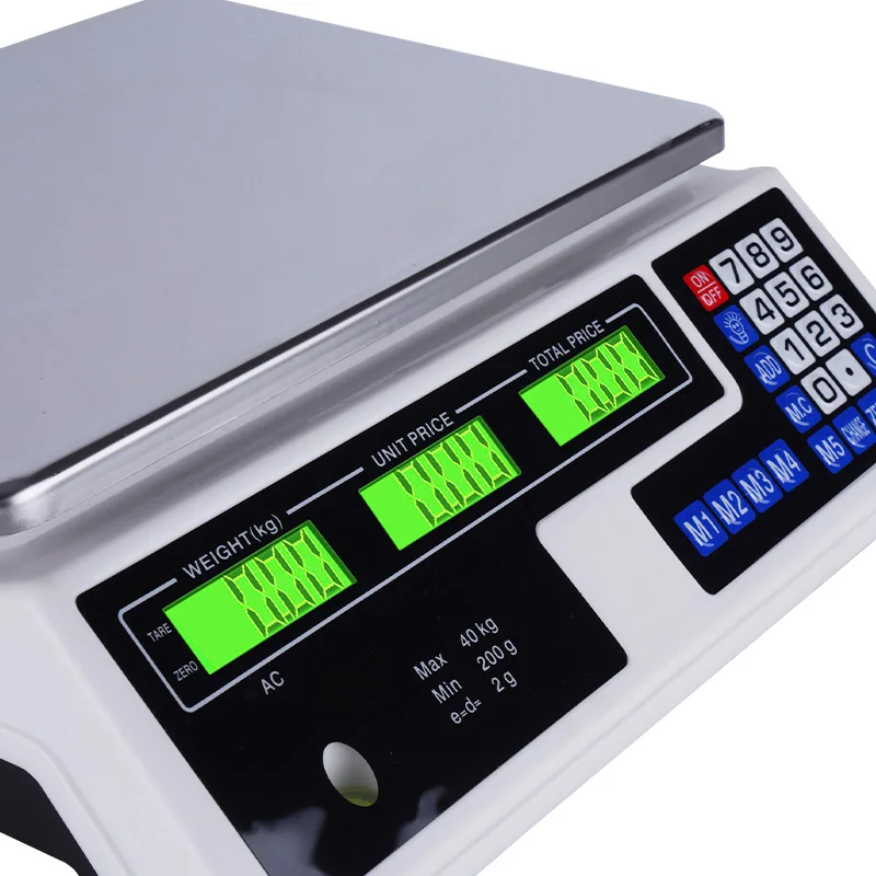 Digital 30kg & 40kg Rectangle Price Computing Scale with Weight Measuring Function & Digital Display