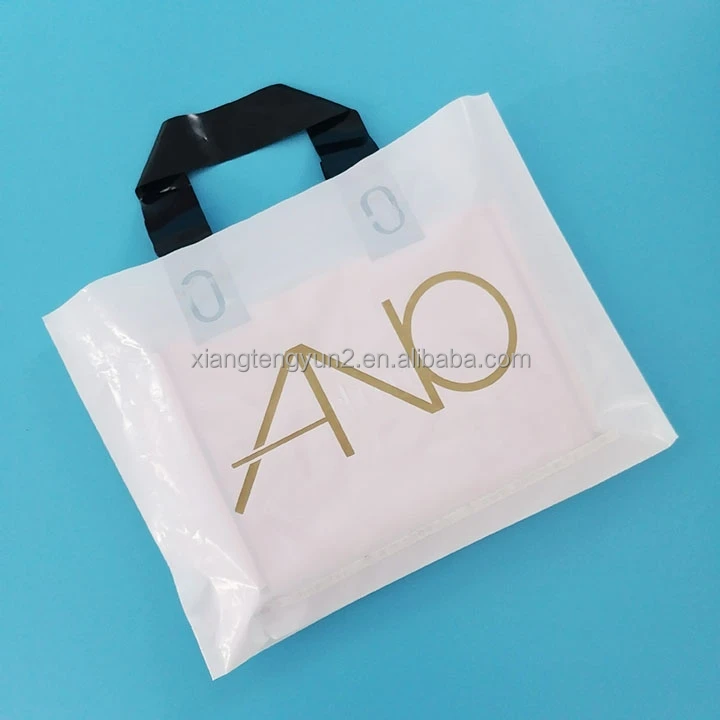 Promotional Logo Printed Packaging shopping plastic bag custom with soft loop handle