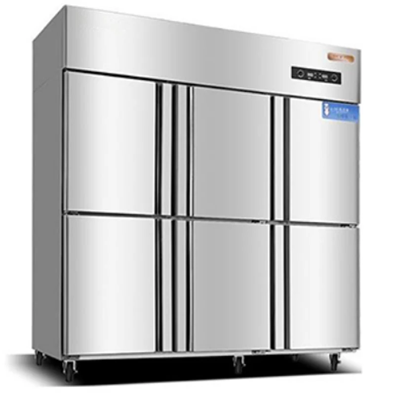 
Stainless steel vertical industrial commercial six-door refrigerator dual-machine single-freezer kitchen freezer 