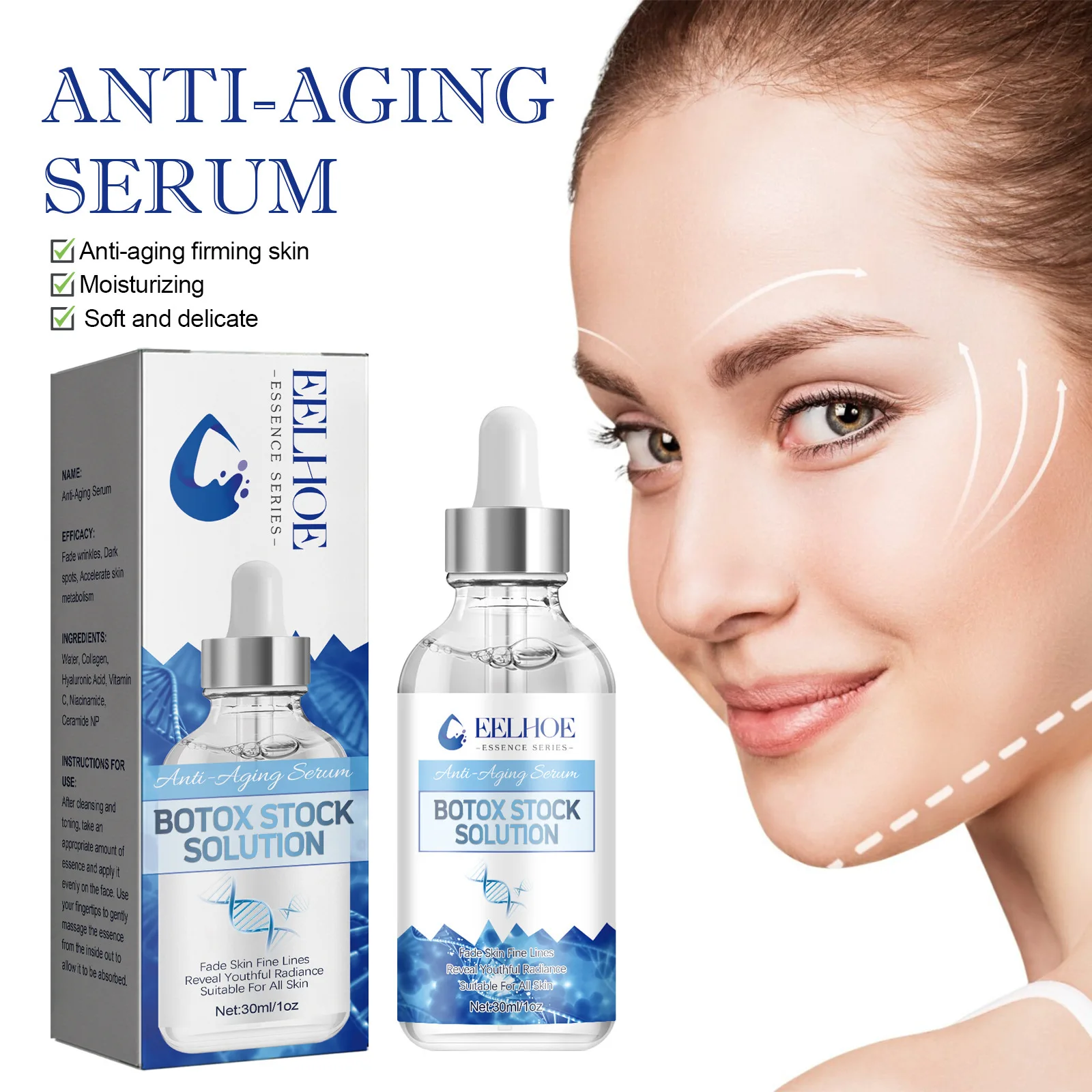 EELHOE 30ml Anti Aging Serum Reduce Fine Lines Wrinkles Boost Skin Collagen BotoxStock Solution Facial Serum