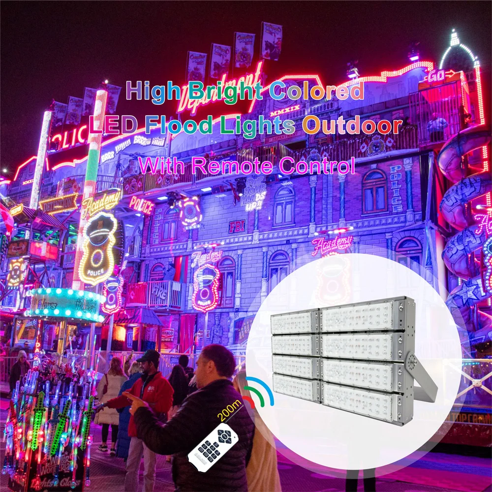 New Spotlight Led Flood Light Led Beads Rgb Waterproof Floodlighting 400W Rgb Colors White Garden Rgb Flood Light Outdoor