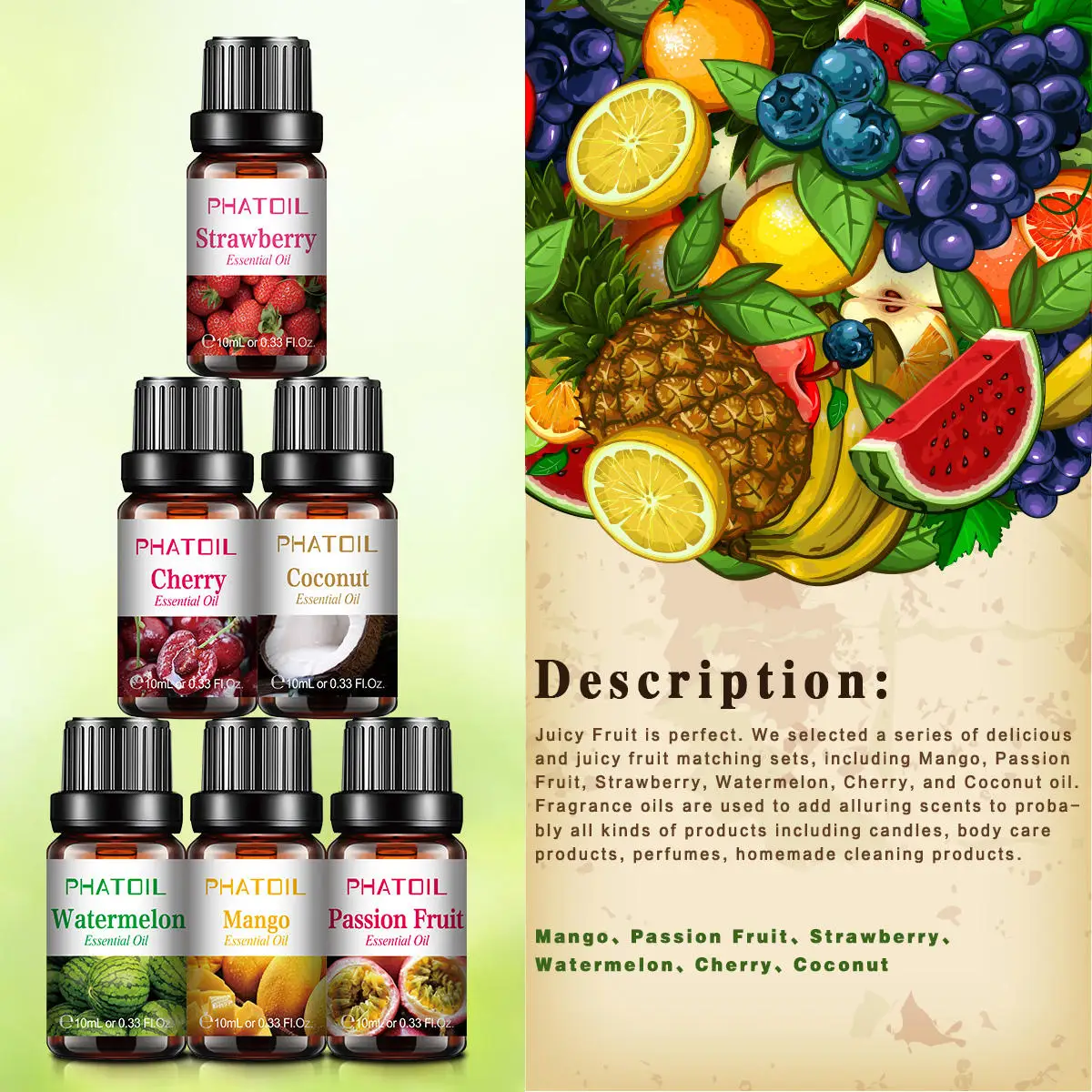 Body Relieve Auto Car Flower Fruit Pure Essential Oil Set Aroma Aromatherapy Aromatic Oil Blend Oil Set For Diffuser