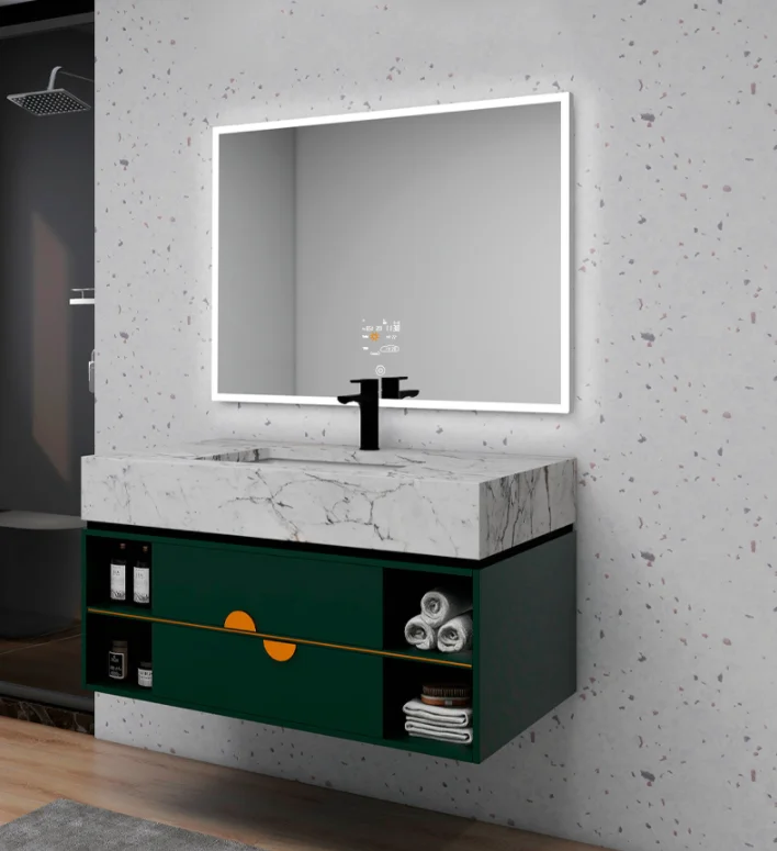 Wifi control black mirror tv show with light anti-fog sensor led light wall-mounted bathroom mirror