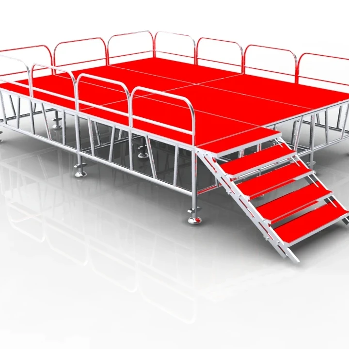 ESI  fashion show acrylic runway  podium concert stage platform t-stage stairs on both sides aluminum stage