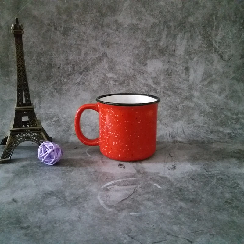 Wholesale Classic 16oz Vintage Speckled Camping Cup Mug printing Logo Enamel Stoneware Custom Logo Ceramic Campfire Coffee Mugs
