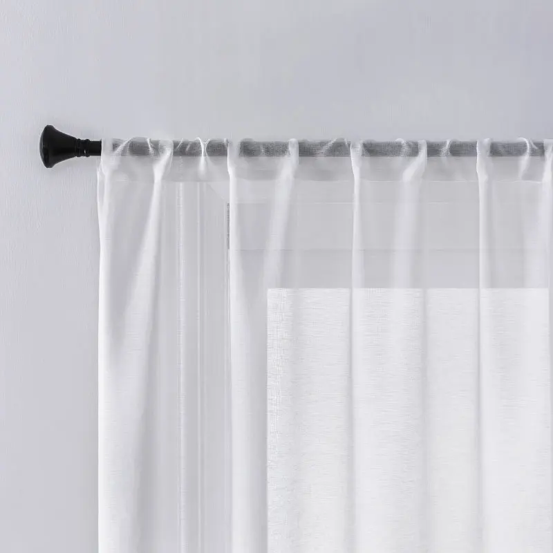 2 Piece Semi Sheer Voile Light Filtering Window Sheer Curtain Panels 54 W x 63 L Inch Long)