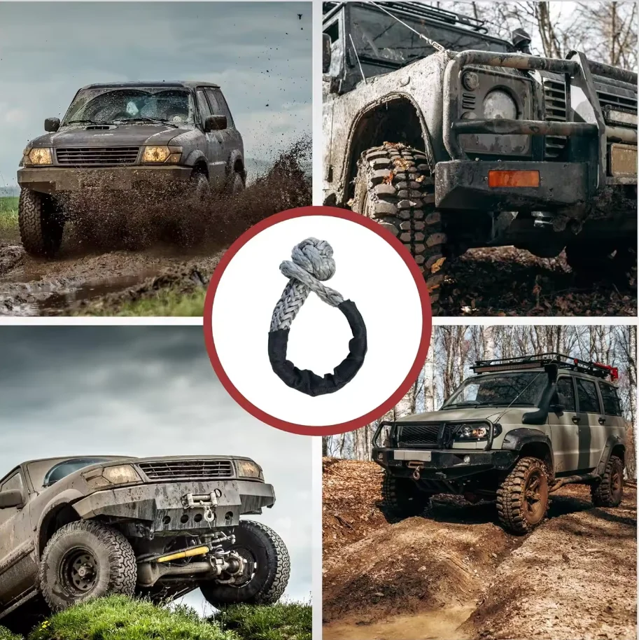 Cars synthetic winch rope recovery soft shackle for off road accessories