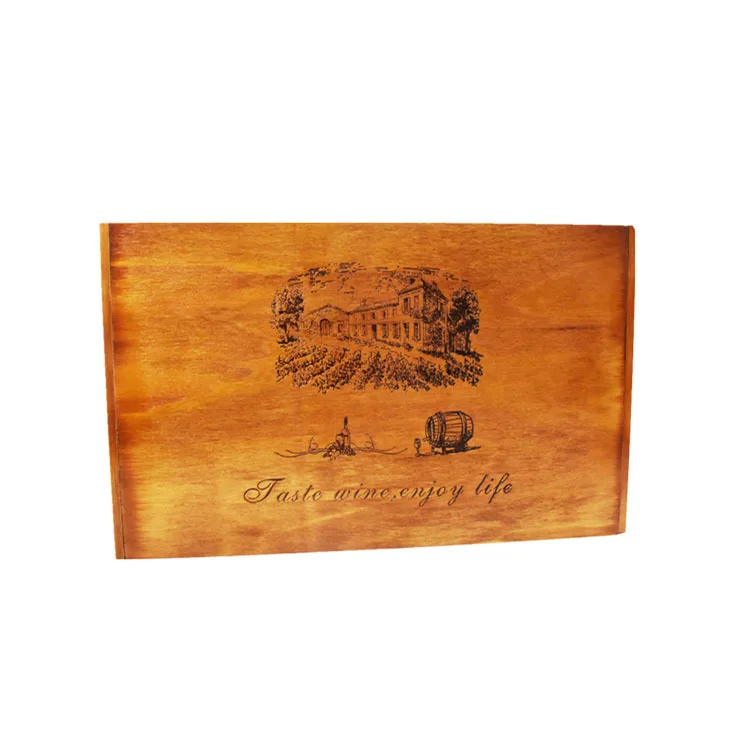 wholesale custom 6 bottle portable pine wood wine box with Rope Handle Travel wine Box Carrying Display Case
