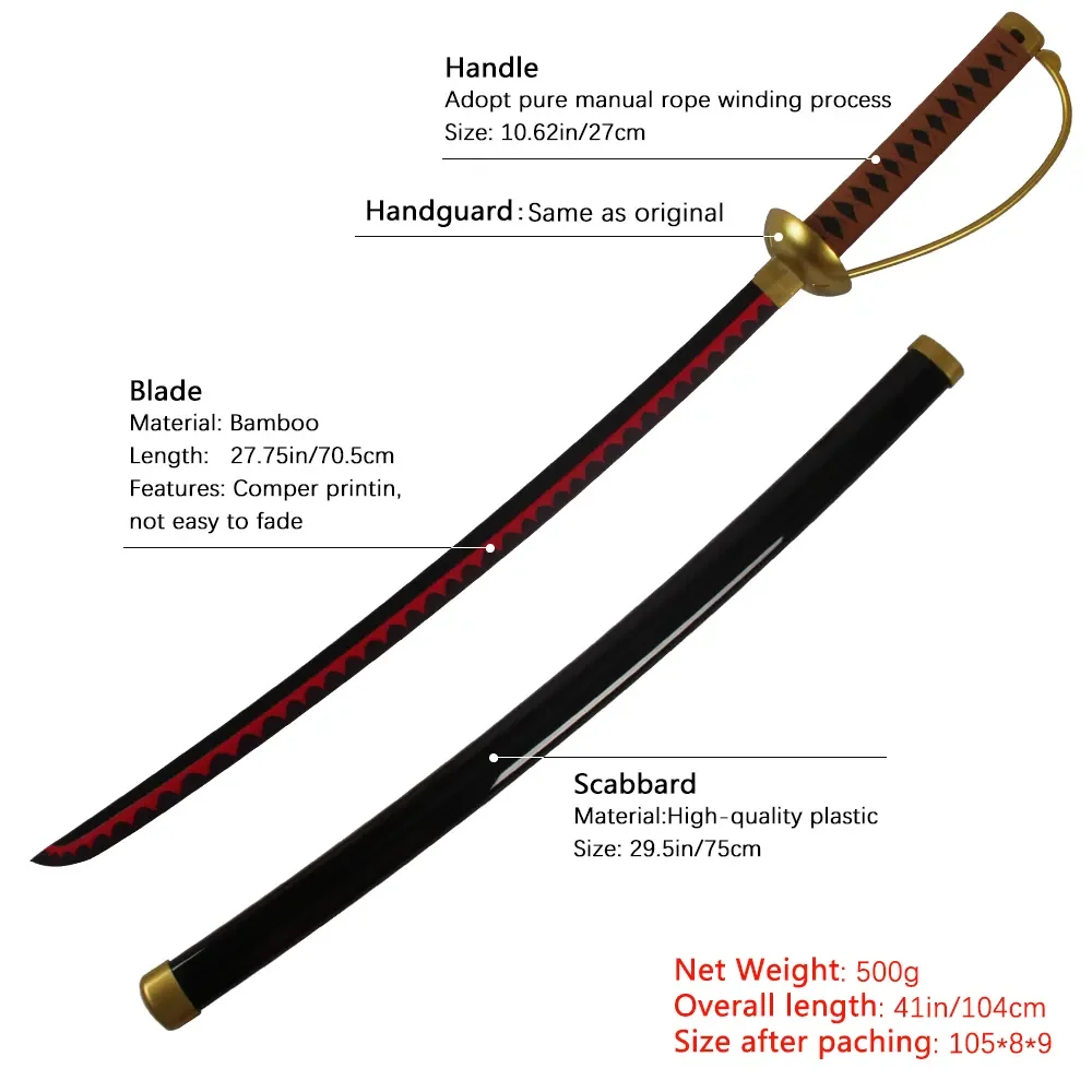 High Quality Anime Samurai Weapon One Piece Shanks Catana Kidults Role Play Toys Katana Wooden Swords For Cosplay Playing Boys
