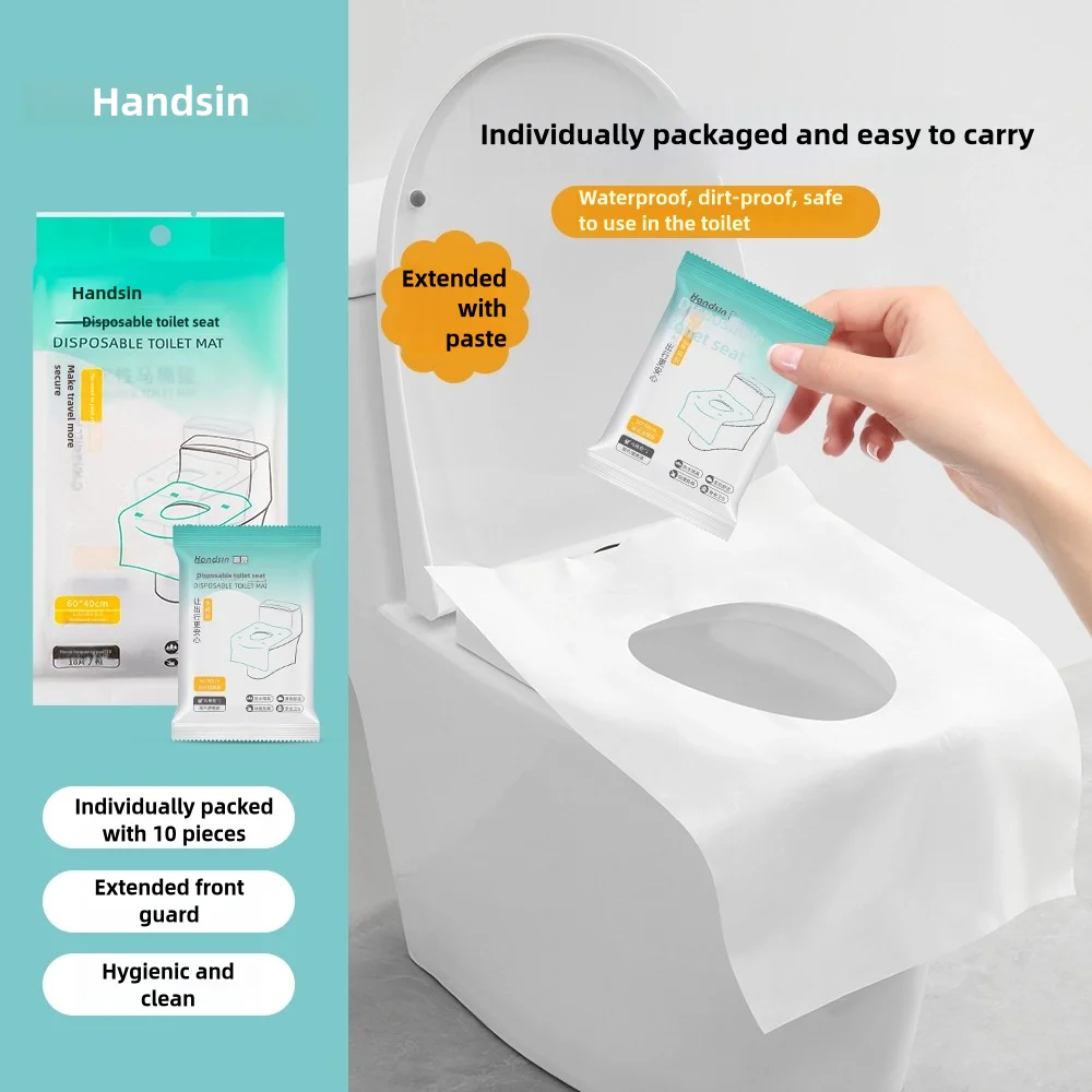 10 piece set of high-quality disposable portable toilet seat set for travel, outdoor hotels, and public use