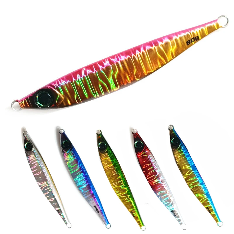 Hologram slow jigging lure sardine fish 40-100g fishing metal lead jig shore casting slow pitch jigging lure bait