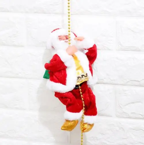 Electric Climbing Ladder Santa Claus Christmas Figurines Ornament Gifts Christmas Tree Hanging Ornament
