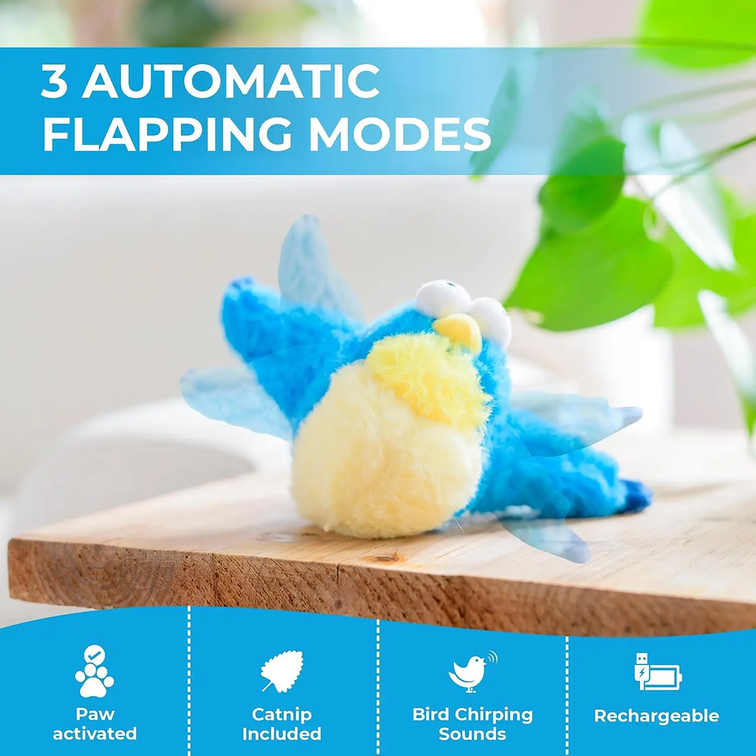 Hot Sale Electric USB Charged Chirping Flying Bird Cat Toy Flapping Pet Interactive Movement Toys with Catnip