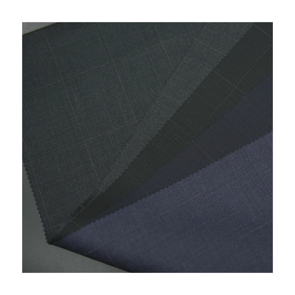 Luxury STOCK Italian Plaid Design Merino 70%W 30%P Wool Polyester Blend Wool Fabric for Men Suits