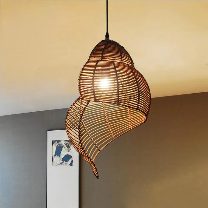 Southeast Asia field snail design rattan chandelier pendant lamp
