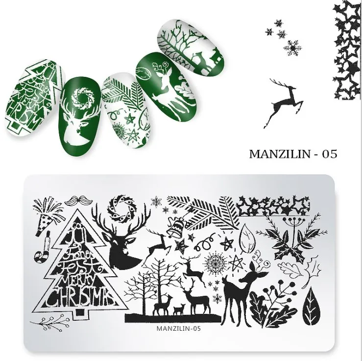 2021 DIY Nail Beauty Design Stainless Metal Material Nail Art Stamp Polish Stamping Plates Christmas Nail Stamp Plate