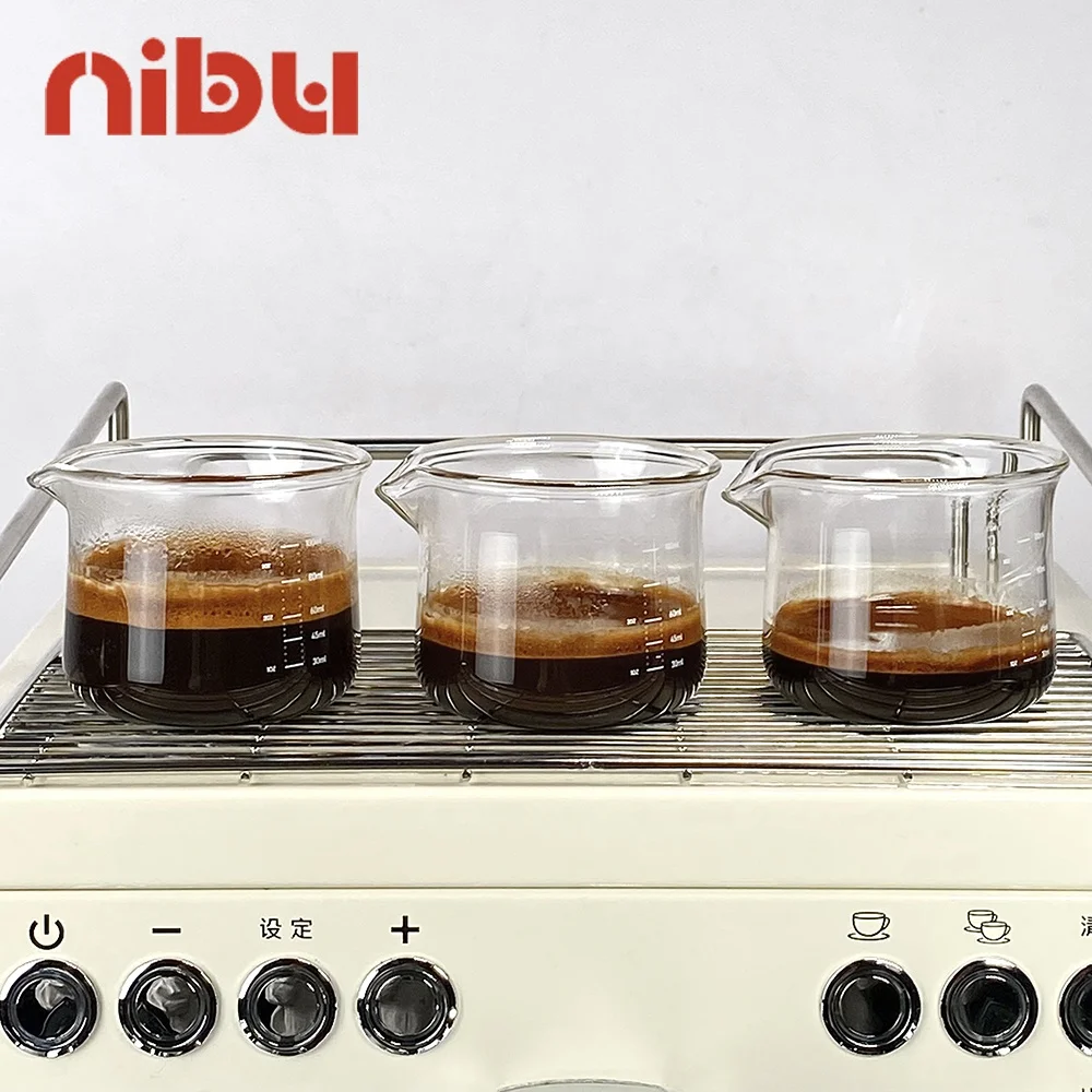 NIBU Barista Tools V-shaped Spout 3.52OZ Espresso Shot Glass Milk Cup Coffee Measuring Cup