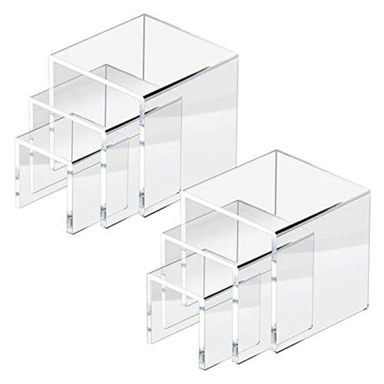 Acrylic Display Risers Stand Clear Acrylic Riser Display Jewelry Display Riser Shelf Showcase Fixtures for Candy Dessert