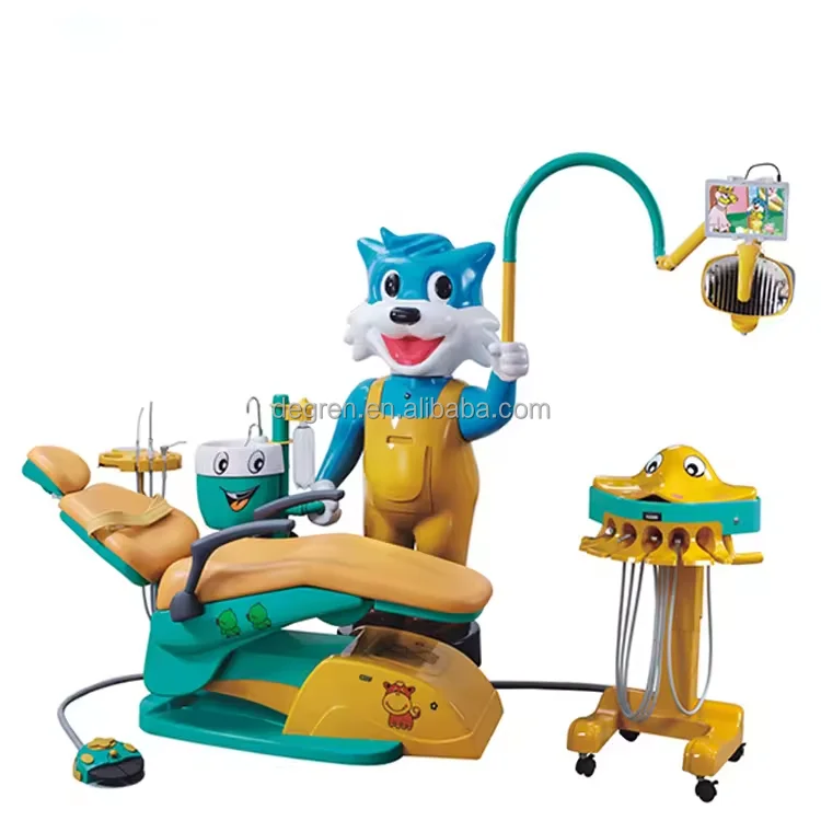 cartoon kids children dental chair unit with cart dental folding chair for clinic use
