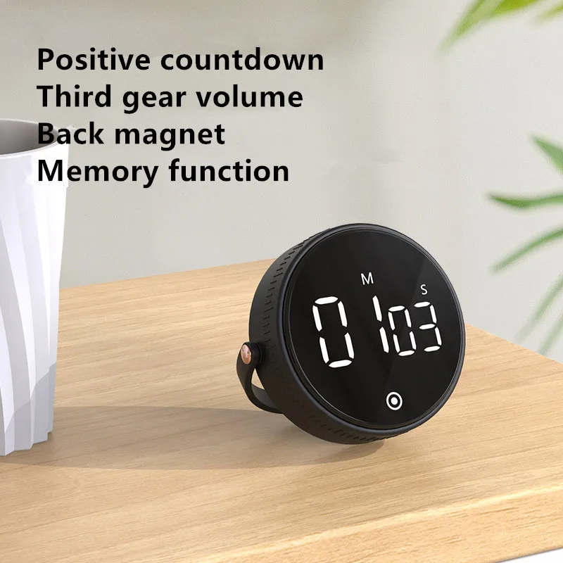 SE170006 New large screen rotary timer Kitchen desktop mute adjustable digital timer magnetizable