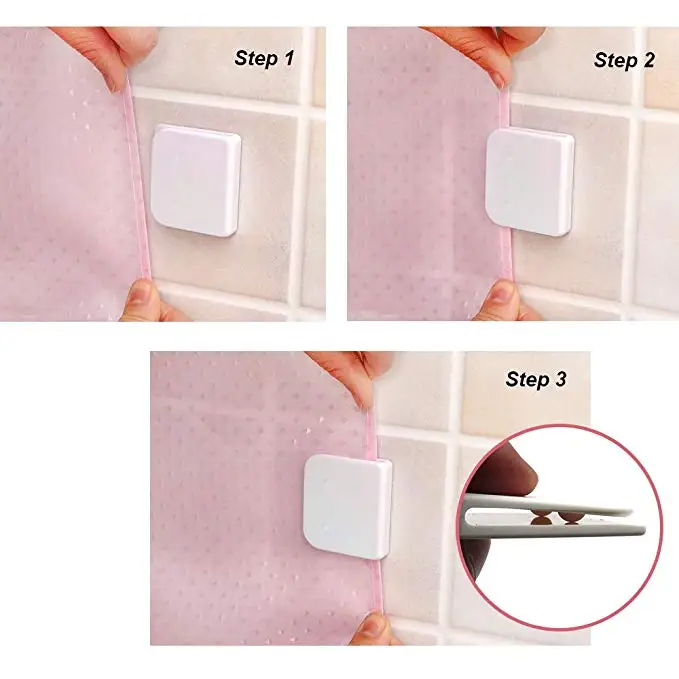 
2pcs Small Shower Splash Guard Plastic Curtain Clip 