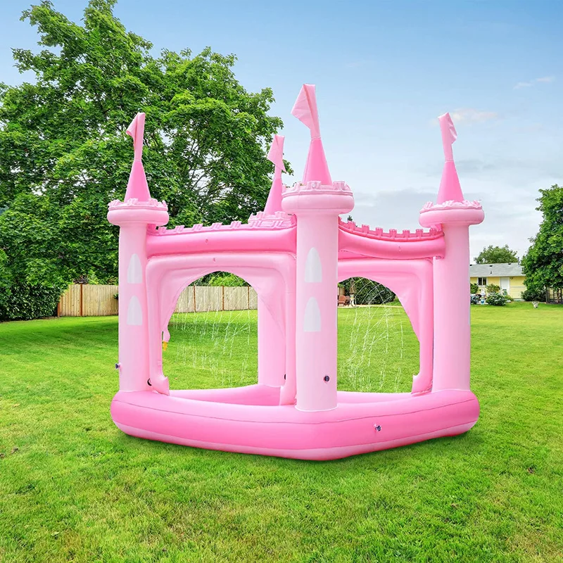 factory wholesale  summer hot EN71 standard 6P kids lovely inflatable castle water sprinkler play for garden use