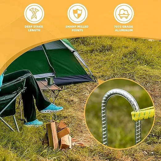 Wholesale Premium Quality Heavy Duty Metal U-shaped ground stakes durable 30 cm Metal Threaded Tent Spikes for camping tent