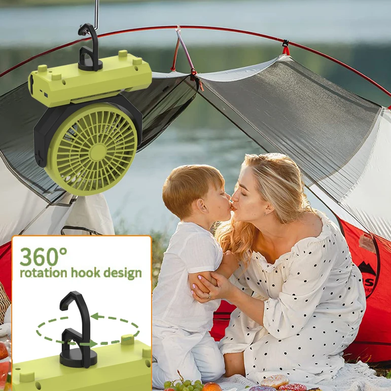 Portable Multifunction 20000mah Battery Desktop Circulator Wireless Ceiling with Led Lantern Rechargeable Camping Light with Fan