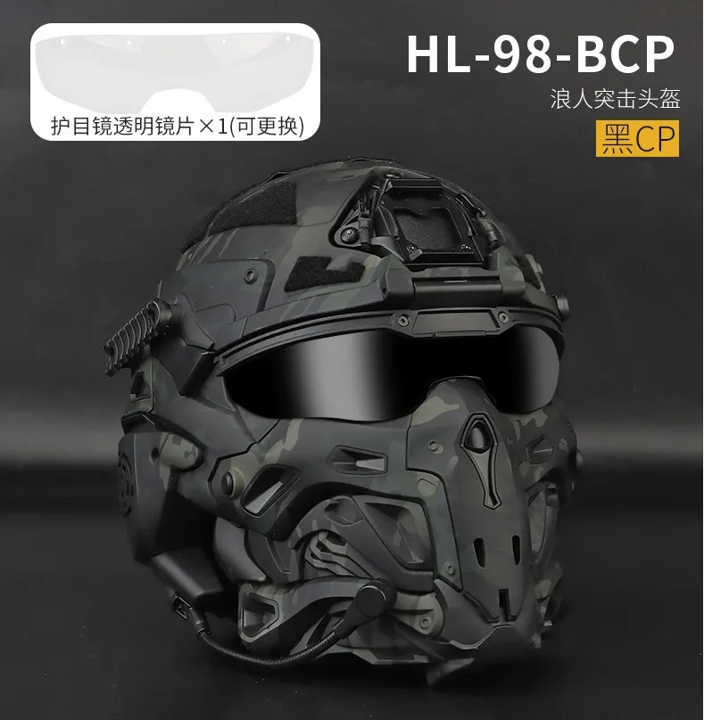 CS Tactical HELMET mask with radio mike earphone connect to walkie talkie PROTECTIVE Viso glass VERSION Equipment CS helmet